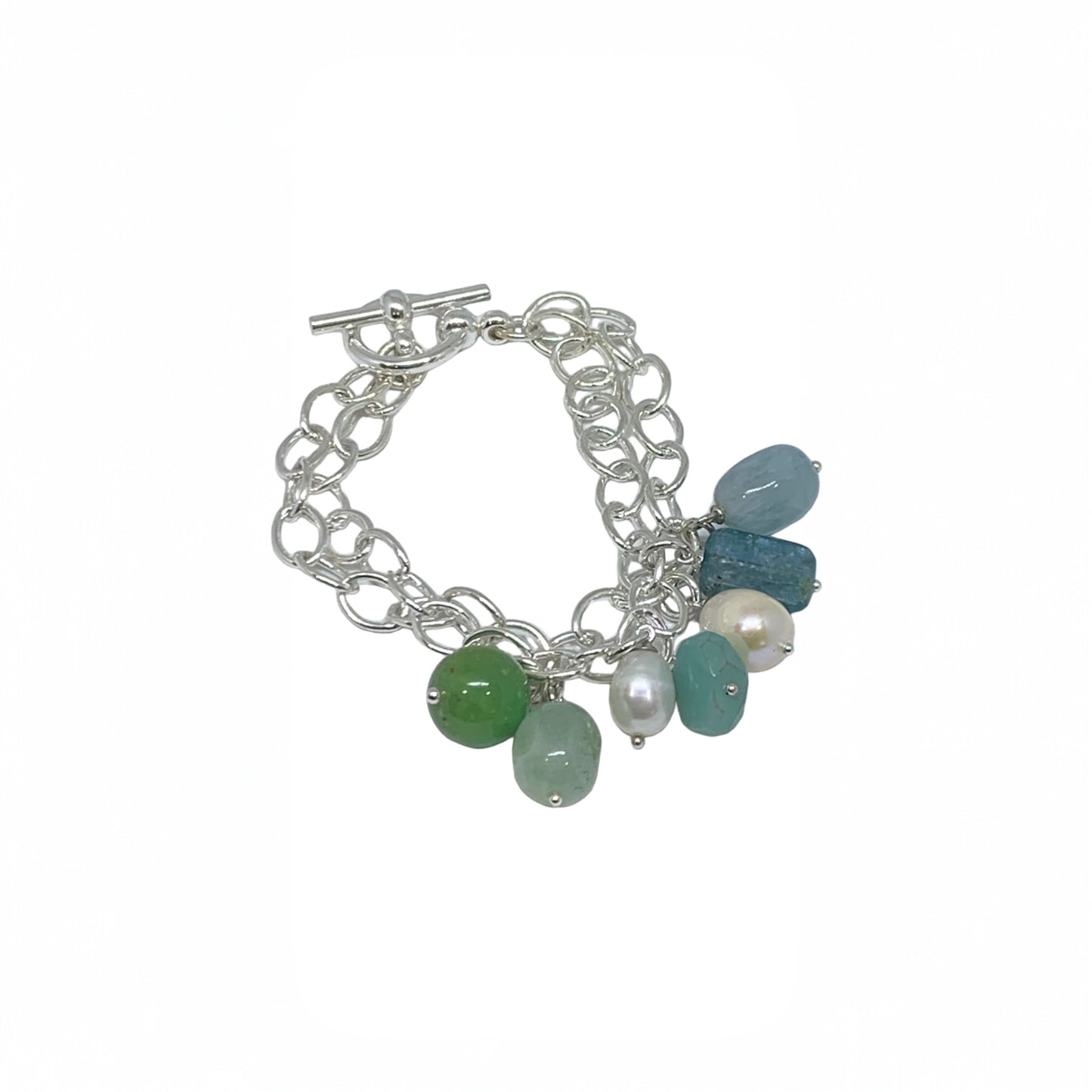 Sterling Silver and Gemstone Charms Bracelet